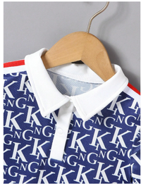 Baby Boy Summer Letter Print Short Sleeve Polo Shirt And Shorts Casual Outfit