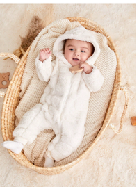Newborn Baby Boy Cute Hooded Fleece Romper