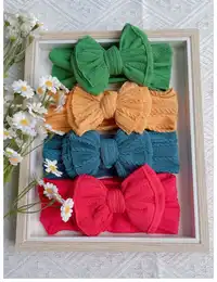 5pcs Cute Bow Headbands, Seamless Nylon Baby Hair Accessories Carousel 3
