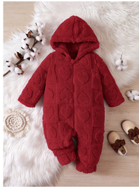 Baby Girl Solid Zipper Hooded Jumpsuit