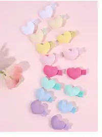16pcs Macaron Hair Clips For Toddler Girls Adorable Candy Color Heart Shape Hairpins 