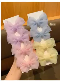 8pcs Assorted Color Sweet Style Hair Clips, Suitable For Everyday Use