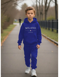 2pcs Young Boy Letter Print Hoodie Sweatshirt And Sweatpants Casual Sports 
