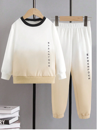 Young Boy Letter Graphic Ombre Sweatshirt & Sweatpants