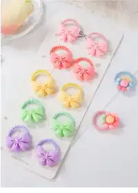 20pcs/Set OPP Bag Candy Color Floral Bowknot Elastic Hair Ties Carousel 5