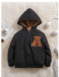 Young Boy Casual And Cute Street Style Loose Fit Hooded Jacket With Letter Patches And Zipper Carousel 5