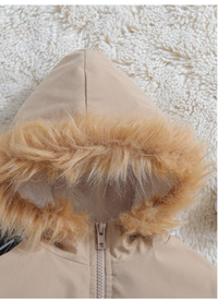Young Boy Flap Pocket Fuzzy Trim Hooded Thermal Lined Zipper Front Coat Carousel 3