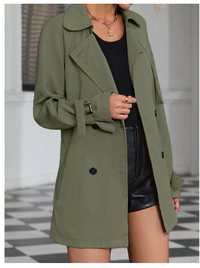 Raglan Sleeve Double Breasted Belted Trench Coat Carousel 2