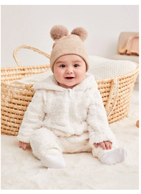 Newborn Baby Boy Cute Hooded Fleece Romper