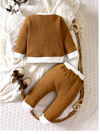 Baby Boy Letter Patched Detail Contrast Trim Sweatshirt & Sweatpants