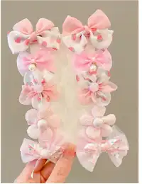 10pcs Cute Floral Bow Cartoon Hair Clips For Little Girls, Sweet And Adorable, Packaged Without Card
