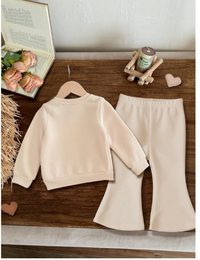 Baby Girl Casual Simple Letter Pattern Loose Knitted Soft Sweatsuit Set  Carousel 1