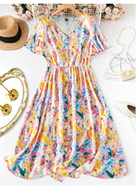  Plus Size Short Sleeve Casual Dress, Simple & Fashionable For Everyday 