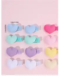 16pcs Macaron Hair Clips For Toddler Girls Adorable Candy Color Heart Shape Hairpins 