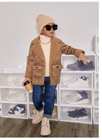 Young Boy Flap Pocket Teddy Lined Overcoat Carousel 6