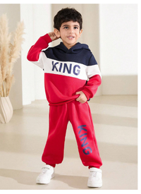 2pcs/Set Boys Casual Colorblock Letter Print Hoodie And Sweatpants Set For Autumn