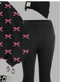 2pcs/Set Tween Girls Y2K Letter Graphic Loose Pullover Sweatshirt And Flared Pants Casual Outfit Carousel 3