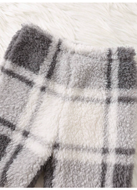 2pcs Baby Boy Plaid Flannel Collar Long Sleeve Sleepwear Set