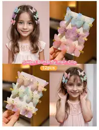 6/12pcs Cute Butterfly Shaped Gradient Color Hair Clip With Thin Gauze