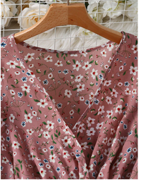 Plus Size Ditsy Floral Ruffle Tie Wrap Around Dress Carousel 2