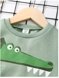 Young Boy Crocodile Print Thermal Lined Sweatshirt & Teddy Lined Sweatpants Carousel 6