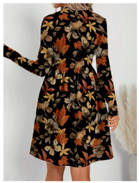 Casual Minimalist Leaf & Flower Graphic Loose Fit Round Neck Dress For Women Carousel 1