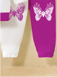 Infant Girls' Casual Fashion Butterfly Print Graphic Basic Hoodie Sweatshirt And Pants Set