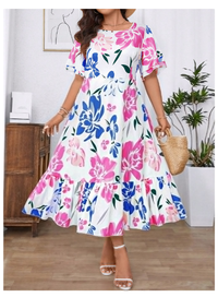 Casual Loose Fit A-Line Floral Print Dress For Women