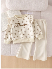 Baby Girls Apricot Color Long Sleeve Pants 2pcs Casual Outfit Set