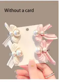 4pcs/Set Sweet Bow White & Pink Hair Clip Set