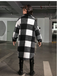 Young Girl Fall/Winter Clothes Young Girl Double-Faced Black & White Checkered Long Sleeve Carousel 4