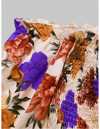 Women Floral Print Short Sleeve Off-The-Shoulder  Carousel 5