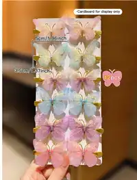 6/12pcs Cute Butterfly Shaped Gradient Color Hair Clip With Thin Gauze