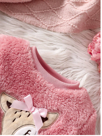 Baby Girl Casual Animal Embroidered Fleece Sweatshirt And Sweatpants Set Carousel 3