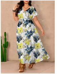 Casual Vintage Floral Pattern Loose Plus Size Dress Carousel 3