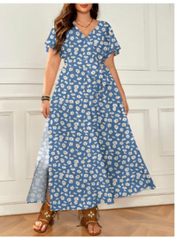 Casual Retro Floral Pattern Loose Plus Size Dress Carousel 1