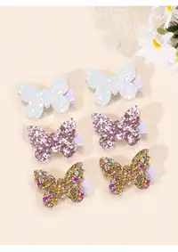 6pcs Butterfly Hair Clips For Toddler Girls Sparkling Gold Glitter Butterfly Hairpins