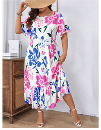 Casual Loose Fit A-Line Floral Print Dress For Women Carousel 3