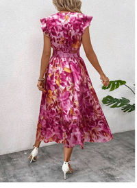 Women's Summer V-Neck Ruffle Hem Dress Maxi Women Outfit Carousel 3