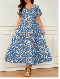 Casual Retro Floral Pattern Loose Plus Size Dress Carousel 4