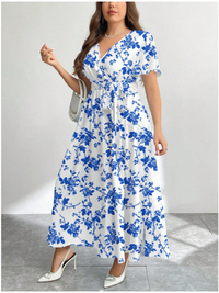  Floral Print Loose Plus Size Dress