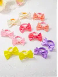 10pcs/Set Teen Solid Color Bow Scrunchies Random Colors Cute Teen Hair Ties Elastic Hair Bands  Carousel 2