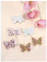 6pcs Butterfly Hair Clips For Toddler Girls Sparkling Gold Glitter Butterfly Hairpins