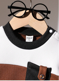 2pcs Baby Boy Casual Patchwork Sweatshirt And Pants Set Carousel 4