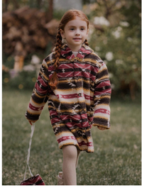 Young Girl Geometric Pattern Button Decor Jacket