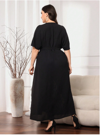 Plus Graphic Print Belted Short Sleeve Dress