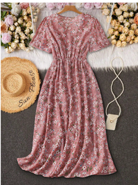 Plus Size Ditsy Floral Ruffle Tie Wrap Around Dress Carousel 1