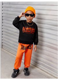 Young Boy Letter Graphic Pullover & Sweatpants Carousel 2