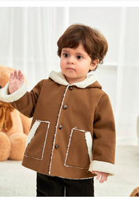 Babyboy/Babygirl Contrast Color Fleece Hooded Jacket