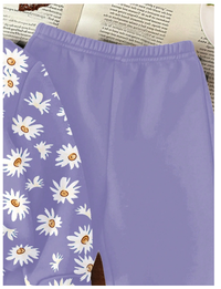 Baby Girl Vintage Daisy Floral Print Casual Loose Fit Crew Neck Soft Knit Pullover Sweatshirt & Comfy Jogger Pants Set Carousel 3